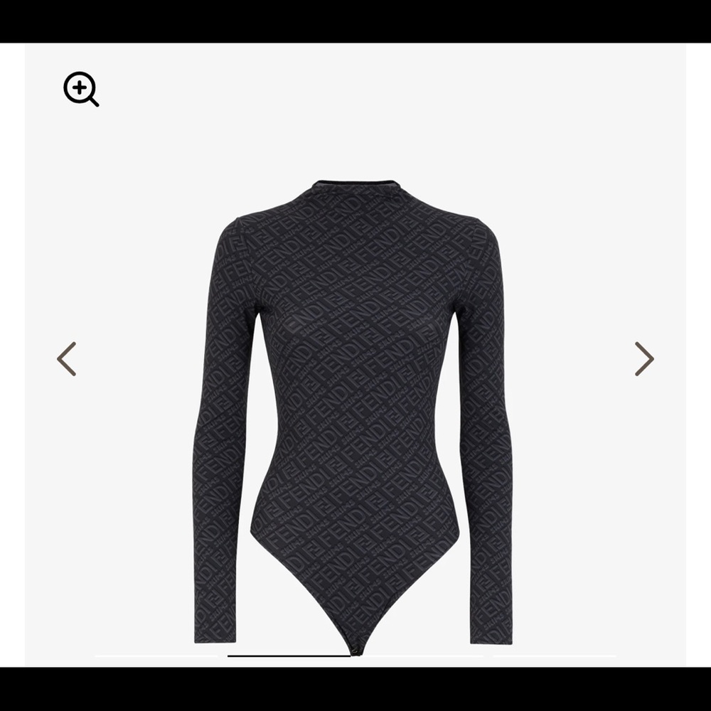 Fendi x Skims Mock Neck Long Sleeve Bodysuit in Black